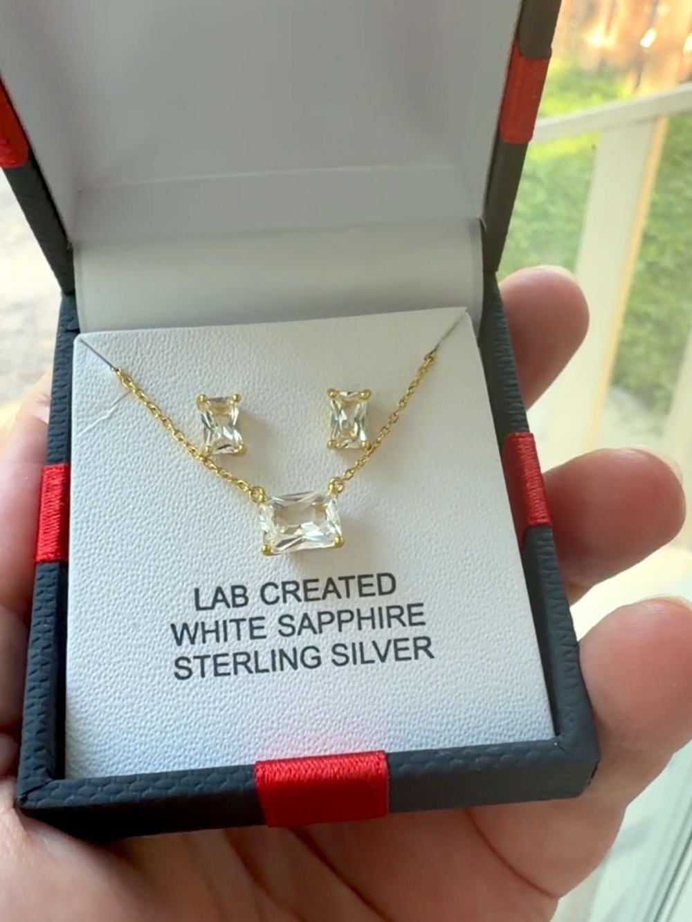 NWT White Sapphire 14K Gold Over Sterling Silver 2-pc set